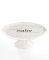 Get the right idea. Sweet and inspired, the Dish of the Day cake stand features sturdy porcelain printed with dozens of delicious confections, like yummy chocolate and carrot cake. A guaranteed crowd pleaser from Martha Stewart Collection. (Clearance)