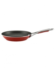 Cook with confidence-always have a bold approach to prep and cooking with the statement red of this professional skillet. A porcelain enamel exterior with a heavy-gauge construction aides in fast heat-up and eliminates hot spots that can burn food. Food slides right off the nonstick interior, which is exceptionally long-lasting and durable, so you can spend less time at the sink and more time cooking up masterpiece creations. Limited lifetime warranty.