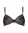 Turn up the heat in this luxe and lacy, vintage-inspired bra from La Perla - Underwire, lace-detailed slightly padded cups, contrasting rose-hued detail at center and on straps, lace trim, d?colletage-enhancing fit, adjustable straps, back hook and eye closure - Perfect under virtually any outfit or paired with matching panties for stylish lounging