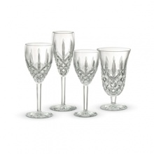 Legendary Waterford is the only crystal maker in the world that promises never to discontinue a pattern. Araglin is one of Waterfords most popular and traditional patterns, in brilliantly-cut clear crystal.Shown from left to right: 10 oz Goblet, 6 oz Contemporary Champagne, 6 oz Claret.