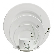 Muted shades of blues and greens with touches of platinum show nature at its finest. Elegant and unique, this fine bone china makes fine dining occasions even more spectacular.