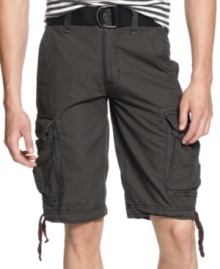 Welcome to your new, wear-anywhere, go-with-anything pants: Drawstring leg cargo shorts from Wear Ever in ripstop cotton. Belt included.