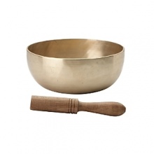 Authentic ceremonial bowls, made of brass and precious metal, to produce authentic vibrations and tone. Wood striker included.