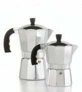 Every sip so satisfying, you'll wonder how you made coffee any other way. Designed for the stovetop, this classic espresso-coffee maker upholds a tasty tradition, brewing up to 6 perfect, piping hot cups in just minutes.