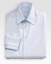 The finest quality dress shirt in textured Italian cotton twill. Point collar Button front Barrel cuffs Cotton Dry clean Imported