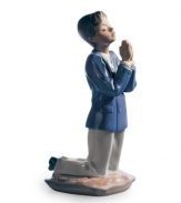 A special way to commemorate your son or grandson's first communion, this artfully crafted Lladro figurine evokes the momentous occasion in glazed porcelain.