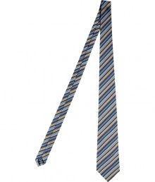 Bring vibrant style to your workweek look with this striped tie from Paul Smith Accessories - Modern look with multi-color stripe - Pair with a dark colored suit and lace up dress shoes for office-ready polish