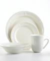 Pure white glaze dresses the delicately scalloped Bianca set from Thomson Pottery's collection of dinnerware and dishes for elegant entertaining or quiet, casual nights at home. A versatile classic that's also durable, in microwave- and dishwasher-safe stoneware.