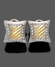 Decorate your look with fine detail. Earrings crafted in 14k gold and sterling silver. Approximate diameter: 1/4 inch.