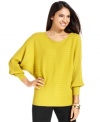 Wide ribbed detail and chic dolman sleeves give this Alfani sweater a flattering fit.