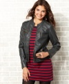 Zippers and epaulettes add biker cool to a faux-leather jacket that's fully loaded with attitude! From Hydraulic.