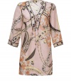 Blossom into warm weather chic in Emilio Puccis whimsical floral print cotton-silk tunic - Laced V-neckline, 3/4 sleeves, contrast print trim - Loosely fitted - Wear over swimwear with bright sandals and a straw tote, or layer over tissue tanks with slim trousers and heels