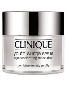 Decelerating Moisturizer for Combination Oily Skin. Leveraging Sirtuin technology, Clinique science uses youth-extending agents to create a daily moisturizer quite like a fountain of youth. Lines and wrinkles seem to evaporate, replaced by plump, vibrant skin alive with collagen and elastin. Skin gains strength over environmental agers. Looks younger, longer. 