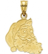 Get in the spirit Santa style! This charmingly-intricate charm features the man with the beard himself, crafted in 14k gold. Chain not included. Approximate length: 4/5 inch. Approximate width: 3/5 inch.