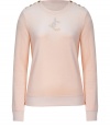 Inject luxe style into your casual-cool looks with Juicy Coutures rhinestone embellished pullover, detailed with metallic logo buttoned shoulders for that contemporary-classic edge - Rounded neckline, long sleeves, tonal trim, fitted cuffs and hemline - Slim straight fit - Layer over tees and leggings, and super soft shearling lined boots