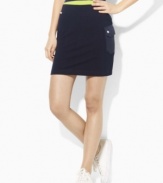 A perennially chic skort is crafted for athletic style and maximum ease of movement in sleek stretch jersey, from Lauren by Ralph Lauren.