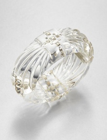 From the Teatro Moderne Collection. Beautifully hand-crafted lucite in an Art Deco-inspired motif accented sparkling Swarovski crystals. LuciteSwarovski crystalsDiameter, about 2.5Hinged, magnetic closureMade in USA