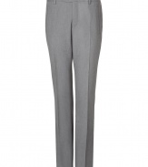 Elegant pants in fine cotton - from the Italian status label Costume National - rich light grey melange - always cool, always trendy - slim fit = cool, slim, just right cut with diagonal pockets - classic, luxurious AND stylish - leg creases make a really slender silhouette - very light, comfortable and versatile - ideal for numerous occassions from casual to festive - style: combine with a dress shirt, polo shirt and/or suitable jacket