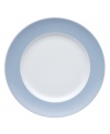 Rosenthal's Sunny Day salad plates shine on casual tables with sky-blue accents in dishwasher-safe porcelain.