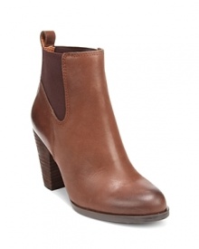 These Lucky Brand booties offer a whisper of Western flair with stacked heels, side goring and pull tab details.