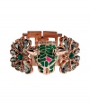 With a bold look and colorful panther head, Mawis crystal embellished bracelet lends a polish of hard-edge elegance to every outfit - Green and pink detailed panther head, rose gold-plated brass - Wear with everything from jeans and tees to cocktail frocks and heels