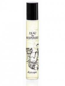 L'Eau de Hesperides Cologne in a discreet and elegant limited edition roll-on applicator. The metal ball intensifies the fresh nature of the Cologne, leaving a delicately dosed scented veil on the skin. L'Eau de Hesperides is a playful, zesty Cologne full of green freshness with a contrasting, provocative touch, with notes of bitter orange, peppermint, and everlasting flower. 0.7 oz. 