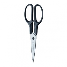 These fine stainless steel Rösle kitchen scissors are an integral component in Rösle's open kitchen concept. Ideal for small kitchens, attachments hang via hooks on a wall rail with space-saving convenience.