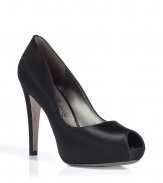 Classic black satin peep-toe platform pumps - These sophisticated platform pumps are sexy and stylish - Versatile and luxurious, these shoes are a must for every wardrobe - Pair with a pencil skirt and a tailored blouse for updated office chic - Try with a color block mini-dress and a boyfriend blazer