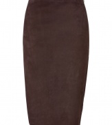 Super sexy chocolate lightweight suede skirt - Make a statement in this sultry skirt thats perfect for day or night - Pair with a chiffon blouse, fishnets, and heels for kittenish cool - Style with a crisp white button down and platforms