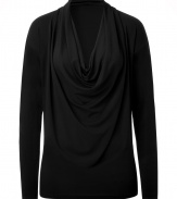 Contemporary and feminine, Michael Kors cowl neck top is a chic choice for dressing up workweek separates - Cowl-neckline, long sleeves - Loosely draped fit - Wear with figure-hugging skirts and statement jewelry