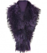 The ultimate luxe accessory, Steffen Schrauts fur scarf guarantees an exquisite polish to your outfit - Tonal berry purple raccoon fur, fringed ends, pocket on one end, front snap closure, loop on reverse for hold, fabric reverse - Layer over cashmere pullovers, or collarless coats with black leather gloves