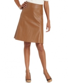 Add a sleek touch to any ensemble with Charter Club's faux leather A-line skirt.