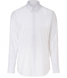 Stylish button down shirt in ultra-fine, white cotton - Discreetly chic plaid pattern - Modern, slimmer cut - Small collar and button cuffs - Elegant crease detail at sleeves - A polished classic ideal for both work and play - Pair with jeans, chinos or a suit