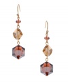 Fashionable facets! Vibrant violet hues stand out on these triple-bead glass drop earrings from Kenneth Cole New York, making them an alluring addition to your fall wardrobe. Crafted in gold tone mixed metal. Approximate drop: 2 inches.