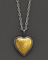 A hammered 24K yellow gold and sterling silver heart makes a romantic, modern statement.