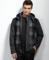 Square off. This plaid jacket from INC International Concepts lets you run a pattern in your seasonal lineup.