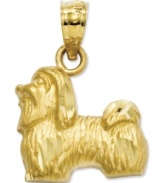 Pay tribute to your favorite breed! This adorable Shih Tzu charm will melt your heart. Crafted in diamond-cut 14k gold. Chain not included. Approximate length: 7/10 inch. Approximate width: 1/2 inch.