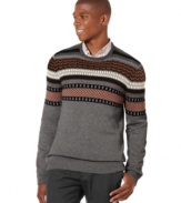 Perfect for the well-dressed gentleman. This Fair Isle sweater by Perry Ellis can be dressed up or down for a bevy of versatile looks.