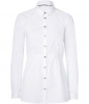 With its versatile styling and feminine flared waist, Burberry Londons fitted cotton shirt is a contemporary way to wear this must-have style - Small collar, long sleeves, buttoned cuffs, button-down front - Fitted top, flared from the waist - Perfect for wearing with bright skinny jeans with flats