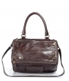 Luxurious bag in brown leather - the It-bag, Pandora, the status bag from the Givenchy advertising - slim and rectangular, with top zip - shorter carry handle, one extra longer shoulder strap - a mix of cool and sexy - works with all sharp biker outfits as well as your LBD