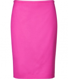 Sleekly sophisticated, Hugos bright wool skirt is a workwear must - Hidden back zip, kick pleat - Tailored fit - Pair with a silk blouse and blazer or a cashmere pullover and leather jacket