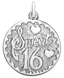 Teenage dream. Celebrate a teen's milestone birthday with this sentimental Sweet 16 charm from Rembrandt. Set in sterling silver. Approximate drop: 1 inch.