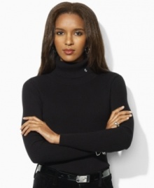 Knit for a feminine fit in soft ribbed cotton, this versatile petite Lauren by Ralph Lauren turtleneck is a chic seasonal essential. (Clearance)