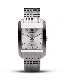 Cutting a very modern silhouette with a sleek square face and geometrical interlocking bracelet, this Burberry watch is the picture of sophistication.