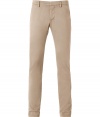 Stylish pants in camel stretch cotton - Casual, trendy chino cut - With slim, straight legs, waistband, belt loops and side pockets - A typical look for leisure, combine with sneakers, boots, a shirt, knit shirt, leather jacket, parka - Really comfortable, a genius alternative to jeans or corduroys