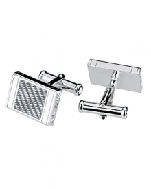 These refined silver cufflinks with a dramatic silver-colored fiberglass inlay spruce up your professional attire with a healthy dose of modern sheen.