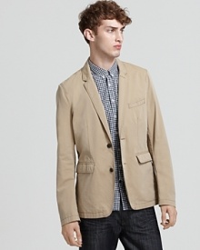 In casual cotton, this Burberry Brit sportcoat offers a laid-back yet polished look.