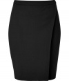 Streamlined chic, this faux-wrap wool-blend skirt from LAgence adds a trend-right kick to your workweek look - Slim waistband, pencil silhouette with an asymmetric draped overlay, fitted, concealed side zip closure - Pair with a sleek button down, a blazer, and classic pumps