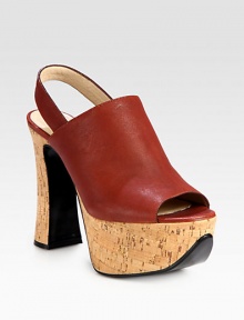 A sculpted heel and platform in textured cork upgrade this two-tone leather slingback design. Cork heel, 4¾ (120mm)Cork platform, 2 (50mm)Compares to a 2¾ heel (70mm)Leather upperSlingback strapLeather lining and solePadded insoleMade in Italy