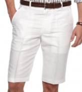 Your casual summer look is a breeze wearing these linen shorts from Perry Ellis.